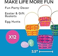 Vista 3 de Fun Express Cesta de Pascua a granel, paquete de 12 – Cestas de Pascua pequeñas cuadradas de bambú para niños Mini cestas decorativas coloridas
