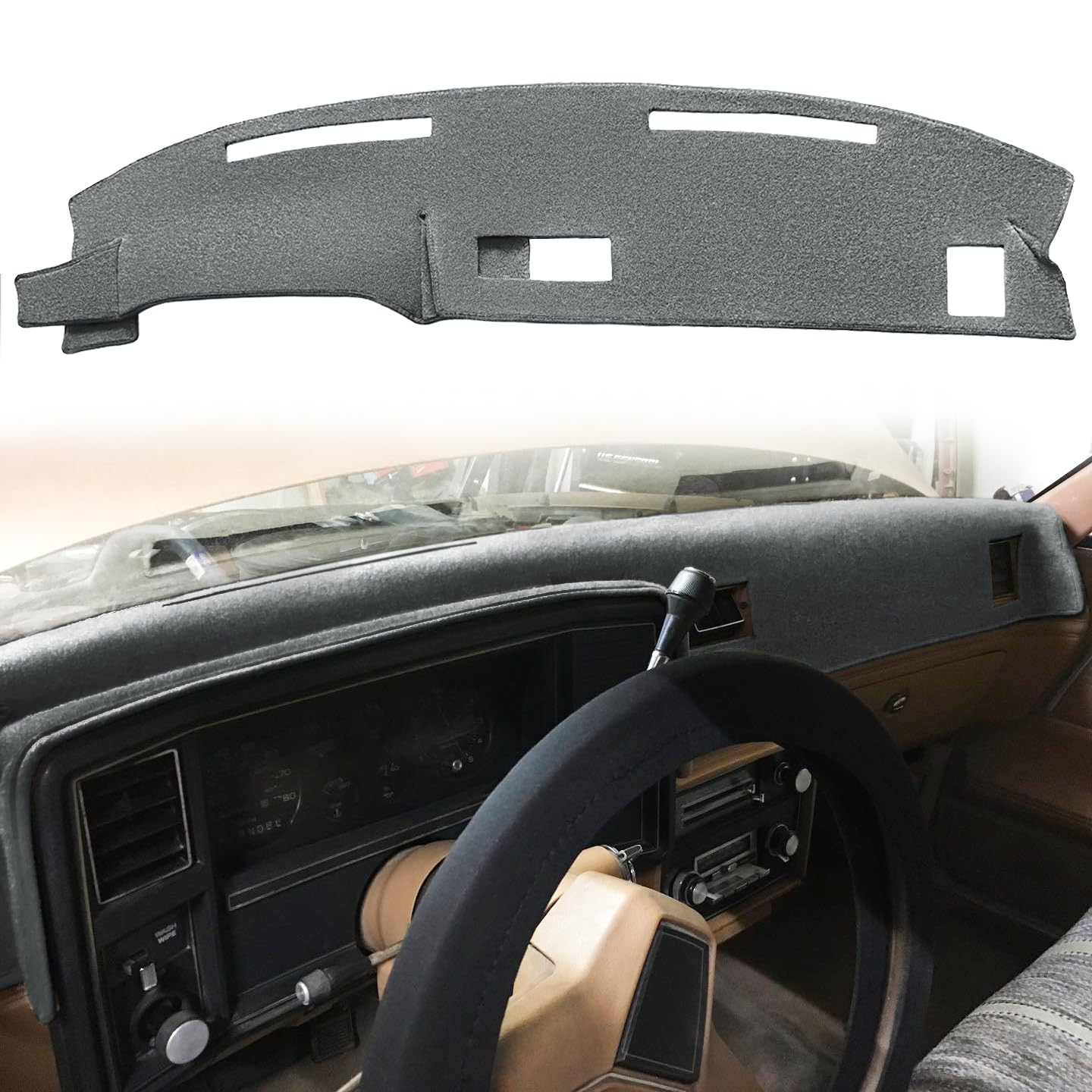 Armaturenbrett-Abdeckmatte, passgenau für Chevy Chevrolet Monte Carlo, El Camino, Malibu/GMC Caballero, Armaturenbrett-Abdeckkappe, Teppichschutz F233, Dunkelgrau