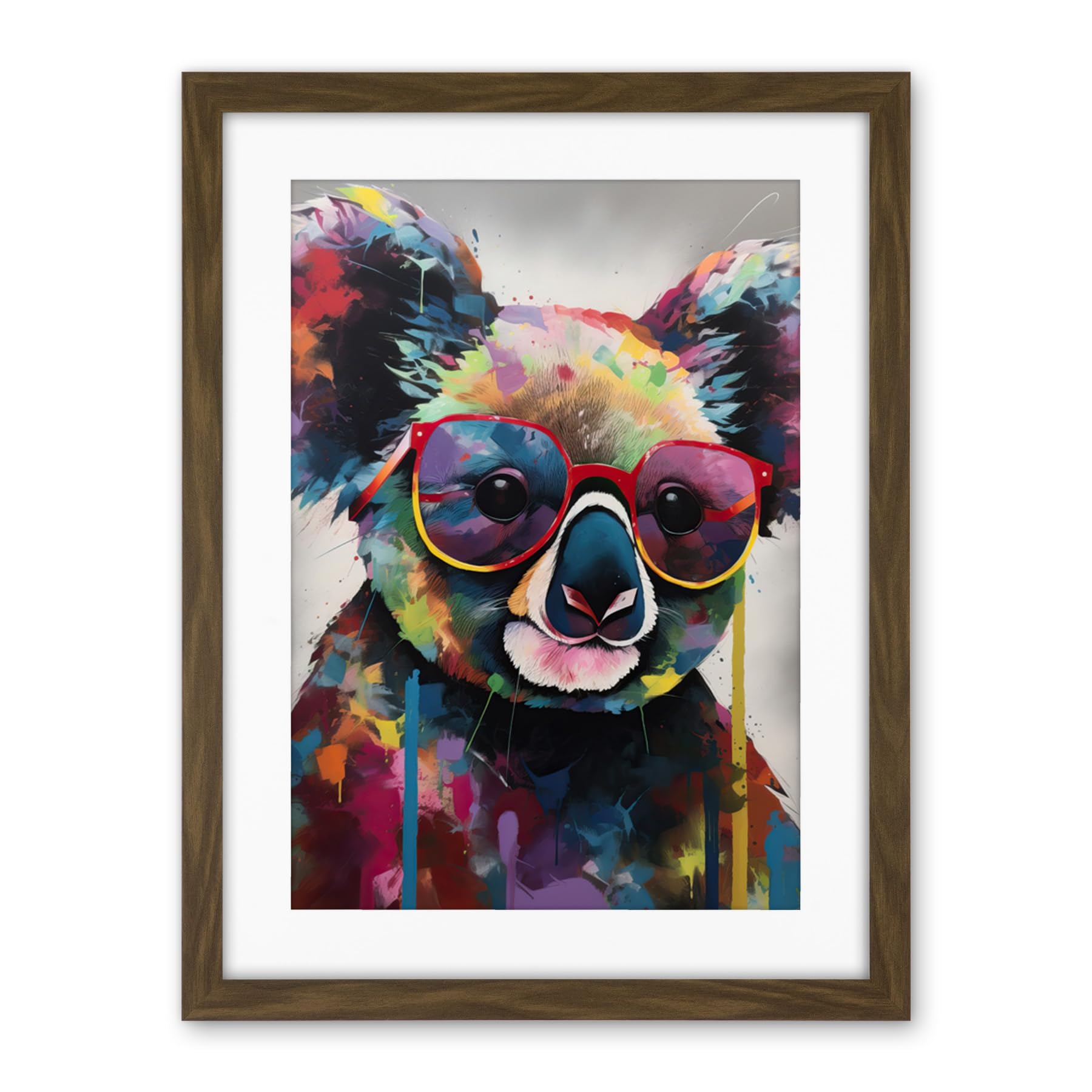 Artery8 Koala With Purple Sunglasses Modern Multicoloured Artwork Framed Wall Art Print 18X24 Inch