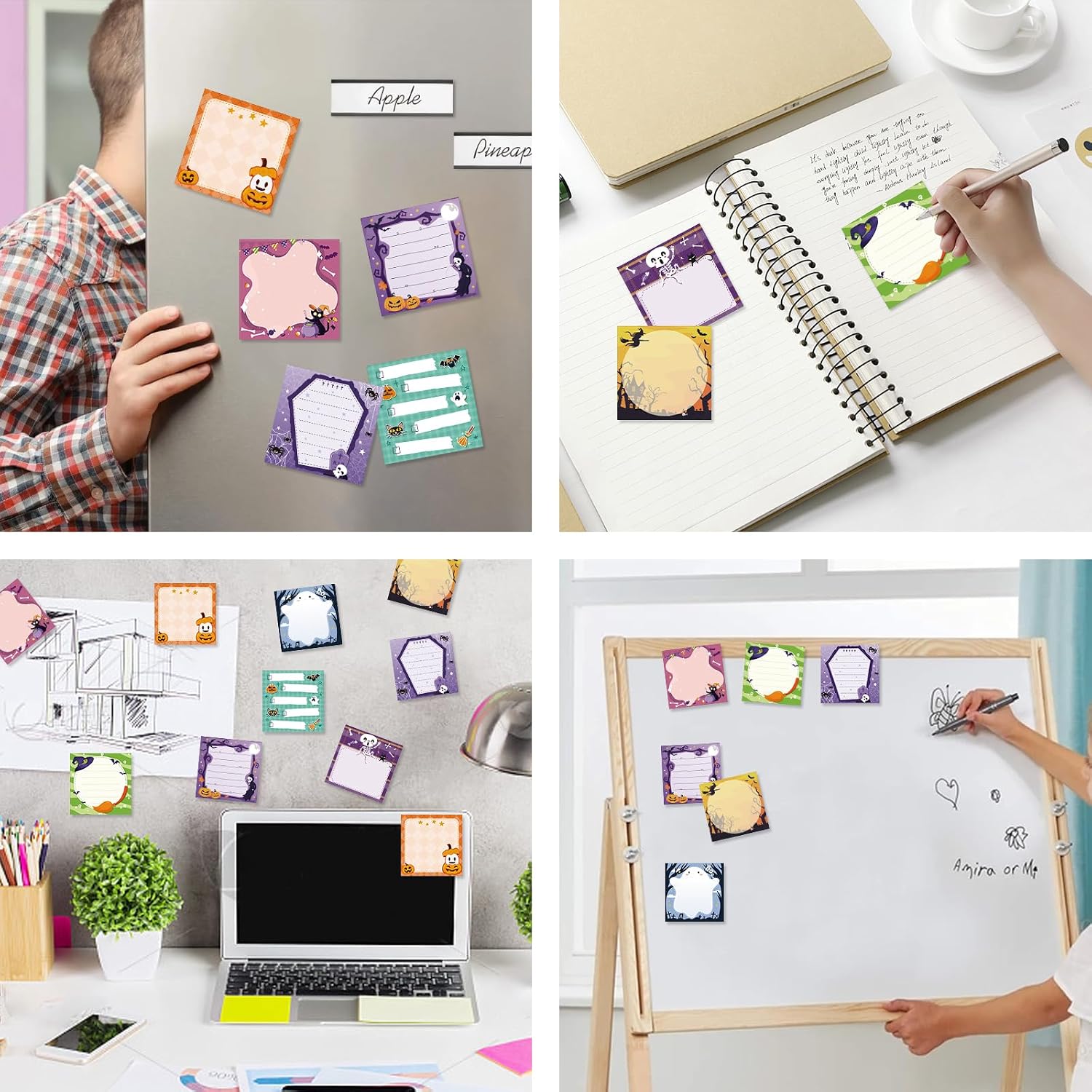 Konsait 9 PCS Halloween Sticky Notes Self-Adhesive to do List Paper Halloween Office Supplies Funny Post it Notes 30 Sheets Each Student Teacher Gift Stationery Party Favors image 4