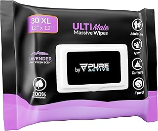 Showerless Body Wipes for Women Deodorant Wipes Women - 30 XL 12"x12" Lavender Rinse-Free Body Wipes - Rinse Free Face Wipes Deodorant Wipes For Gym Travel Camping Shower Adult Bathing Wipes