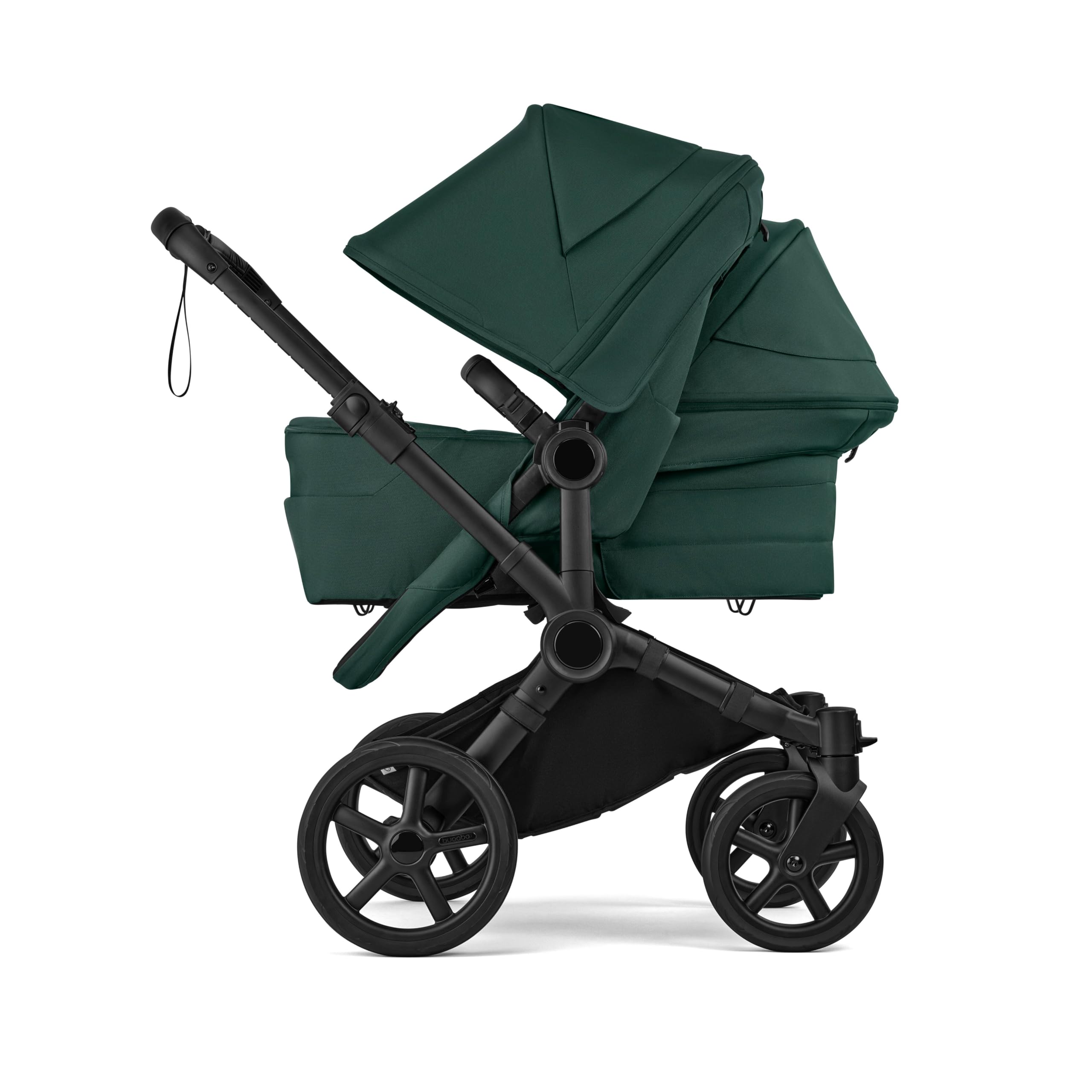 Bugaboo Donkey 6 Double, Geschwisterwagen für Baby & Kleinkind, Doppelkinderwagen mit wendbarem Sitz und Liegewanne, komfortable Einhand-Lenkung, Fern Green