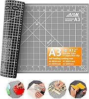 ArtAt Self-Healing Cutting Mat 12x18 Inch A3 Black-Gray - 5-Layer Durable PVC for Crafts, Quilting, DIY & Heavy-Duty Cutting