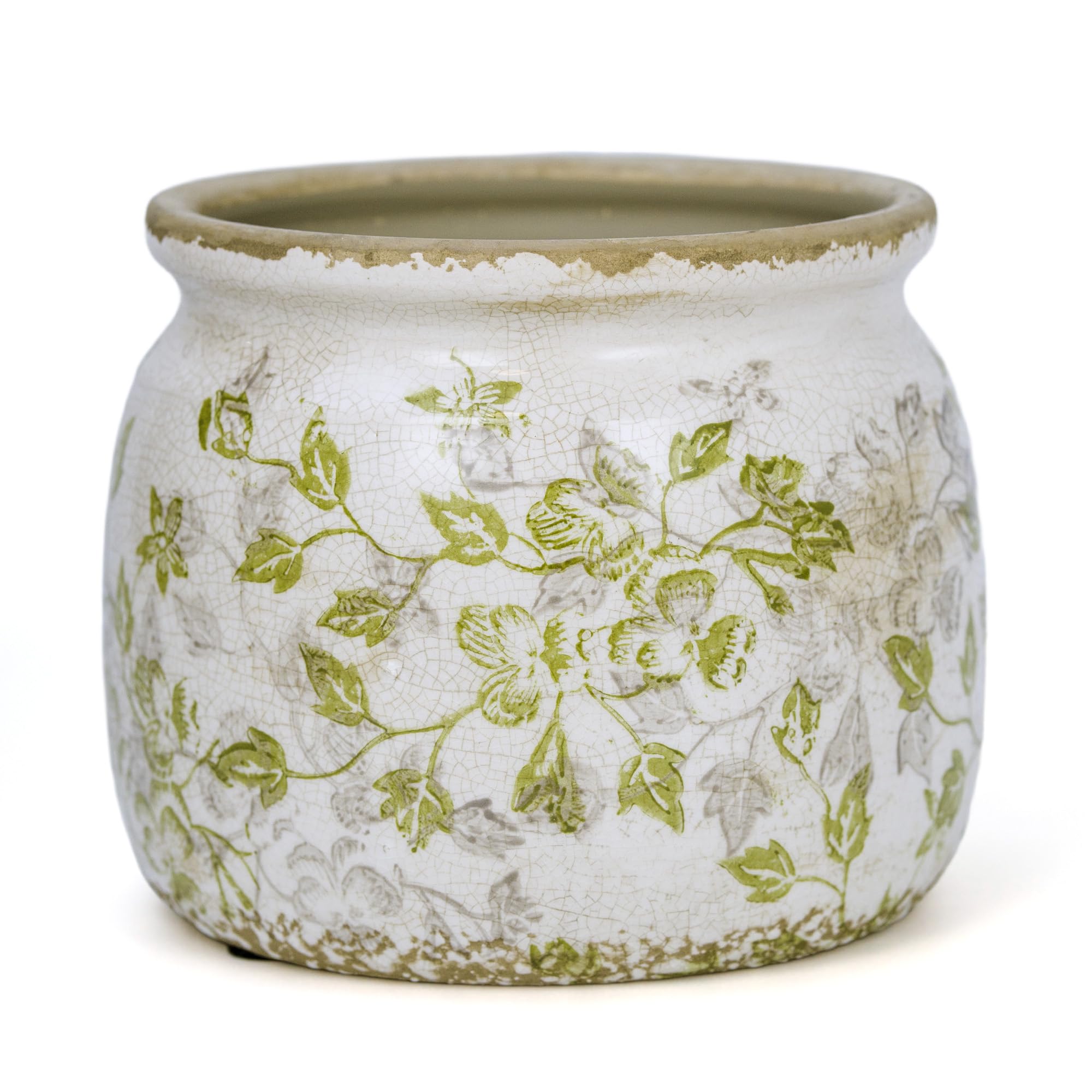 Dosayes Ceramic Pot for Planter, Vintage Flower Pot with Drainage Holes, 6.29 inch Ice Crack Glazed Indoor Planters Pot (Mid-Century)