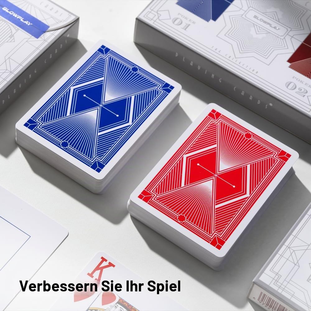 SLOWPLAY 100% Plastik-Spielkarten Gen 2, 10 Decks (Rot/Blau)