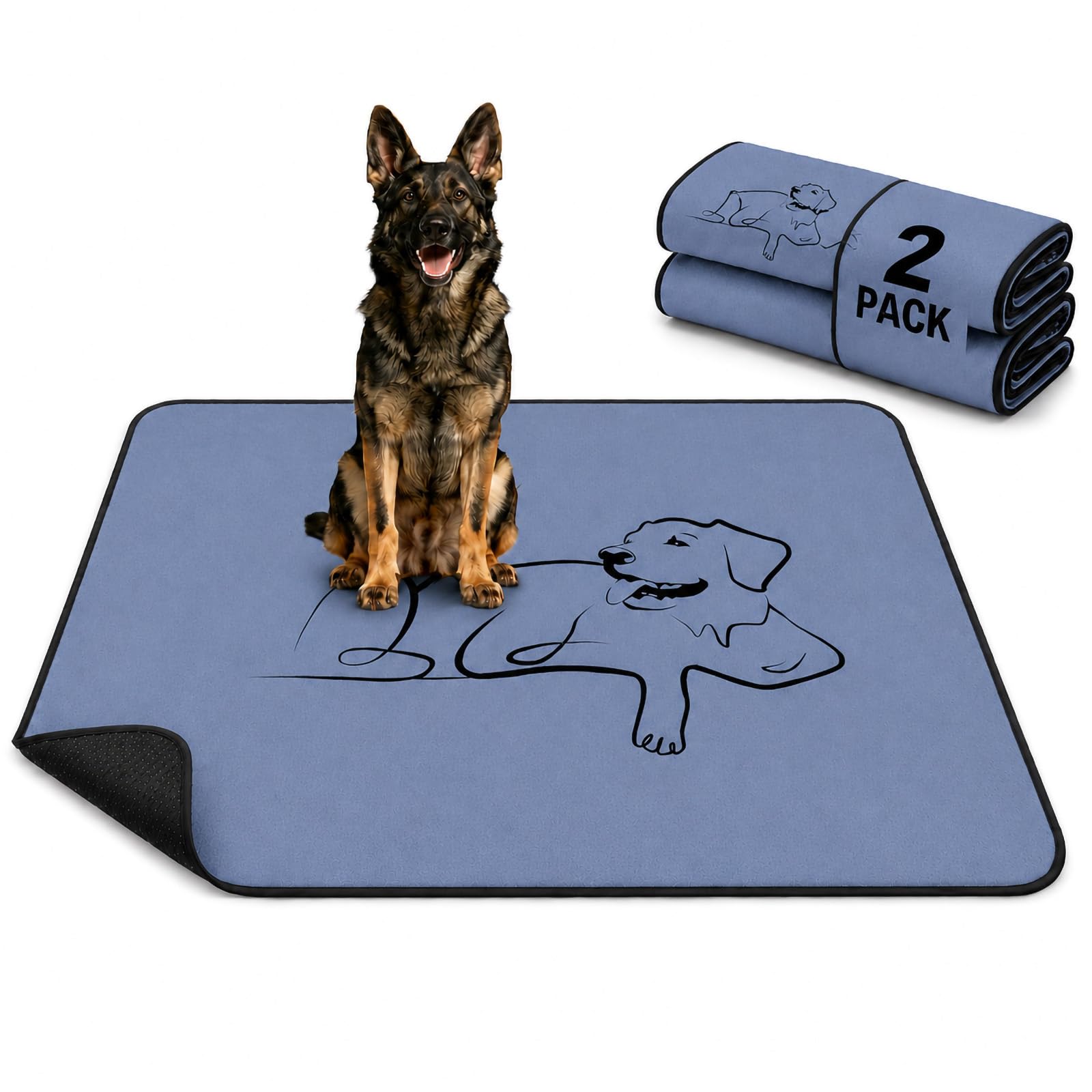 Hiiksolo Washable Dog Pee Pad, 129x132cm Reusable Training Mat, Grey