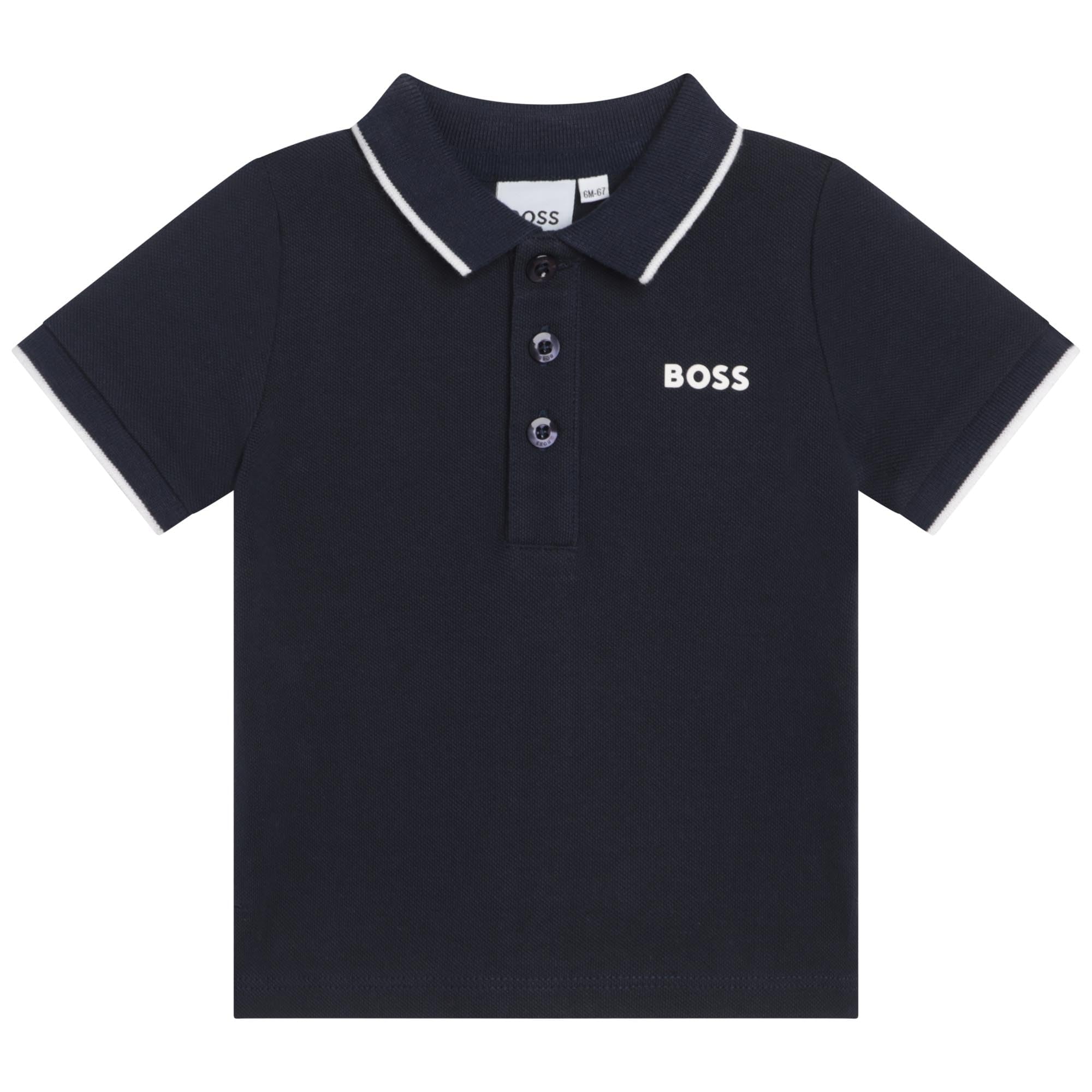 BOSS Kids Small Logo Short Sleeve Polo Shirt Navy 3 Years