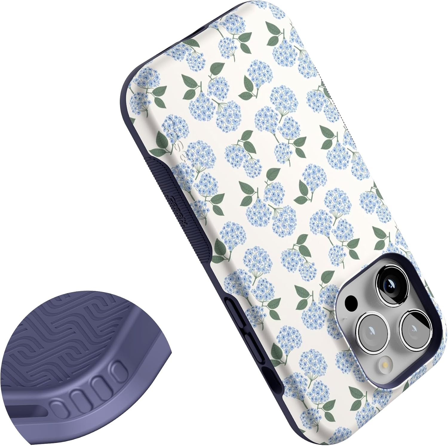 Casely iPhone 14 Pro Case | Nantucket Cottage | Blue Hydrangea | Bold Protective Design | Compatible with MagSafe - Image 5