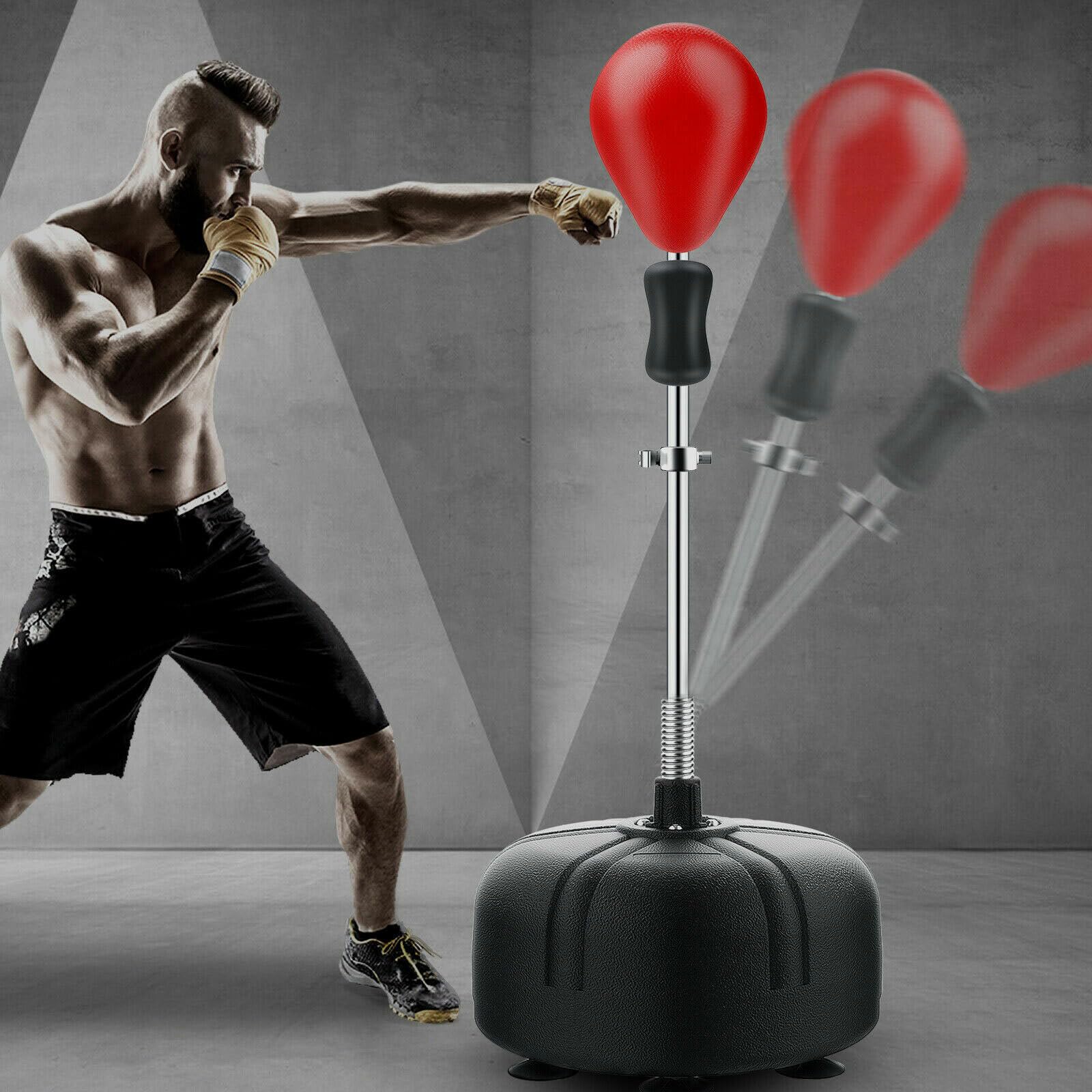 Rot Punchingball Boxstand Standbox Trainer, Höhenverstellbarer 125-157CM 90 °Rückprallwinkel Standboxsack Erwachsene Boxsack Boxing Equipment Fitness Punchingball für Boxen Ausrüstung Fitness