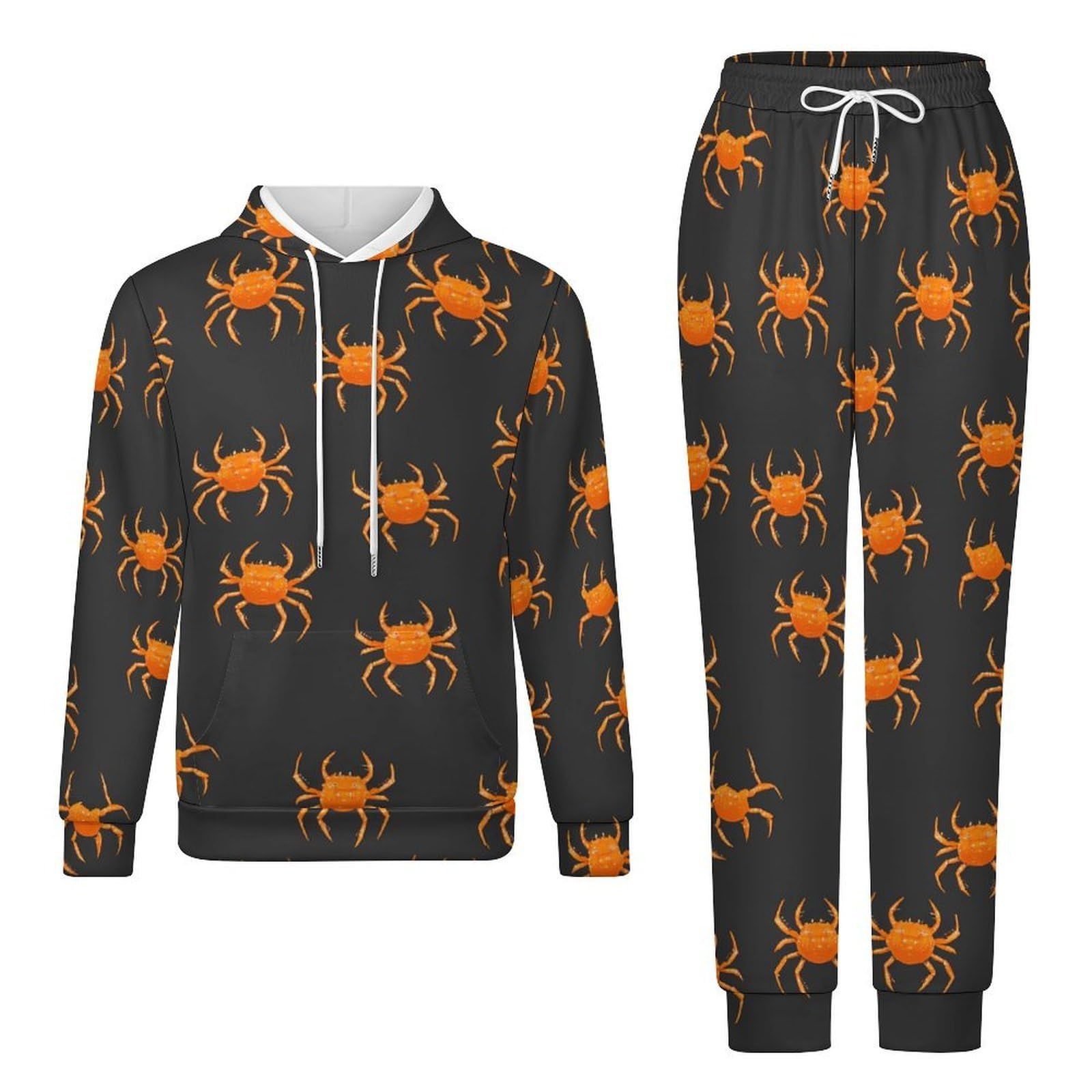 Crabs Pattern Tute per gli Uomini Manica Lunga Felpa Con Cappuccio E Pantaloni Della Tuta Joggers Set Moda Tute