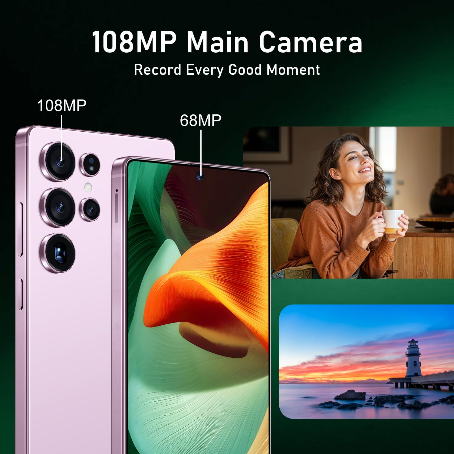 I25 Ultra: 6.99" FHD+ Android 14 Smartphone | 12GB+512GB | 108MP+68MP Camera | 7000mAh Battery | Built-in Stylus Pen | Blazing Fast Performance (Pink)