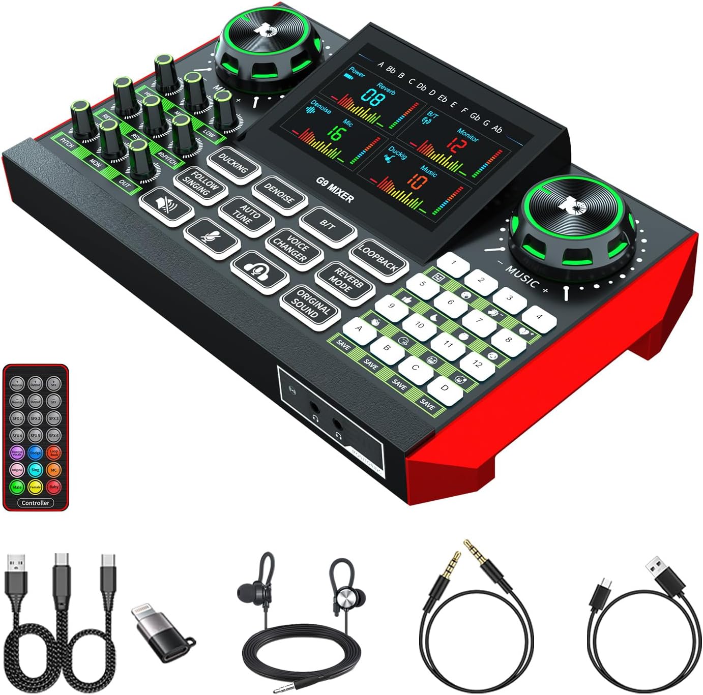 Audio Mixer Podcast Equipment Bundle, XLR Studio Live Sound Card for Streaming Podcasting, Audio Interface DJ Mixer Sound Board for Microphone PC Mobile TikTok YouTube Video Content Creating