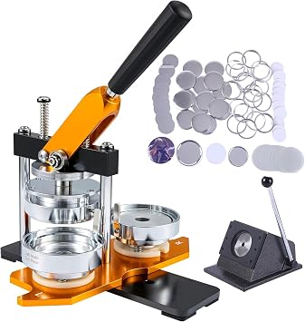 Badge Maker Machine Button Maker DIY Pin Badge Maker with 100 Accessories and Circle Cutter, Custom Metal Badge Press Kit Badge Making Kit, Multiple Sizes Make Your Own Badge Metal Mirror Caseback