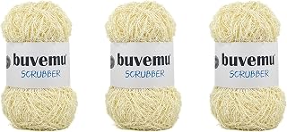 Scrubber Yarn for Crochet, Knitting & Dishcloths, Cream, 3-Pack | 133 g (3.53 oz), 88 yd (80 m), Textured for Dishcloths, Washcloths, Scrub Pads, Kitchen Sponges & Bath Accessories