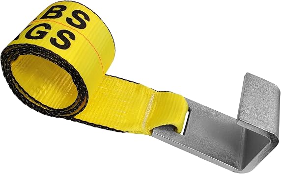 4" x 5 Yellow Container Winch Strap - Flat Hook Sewn End 1-Pack