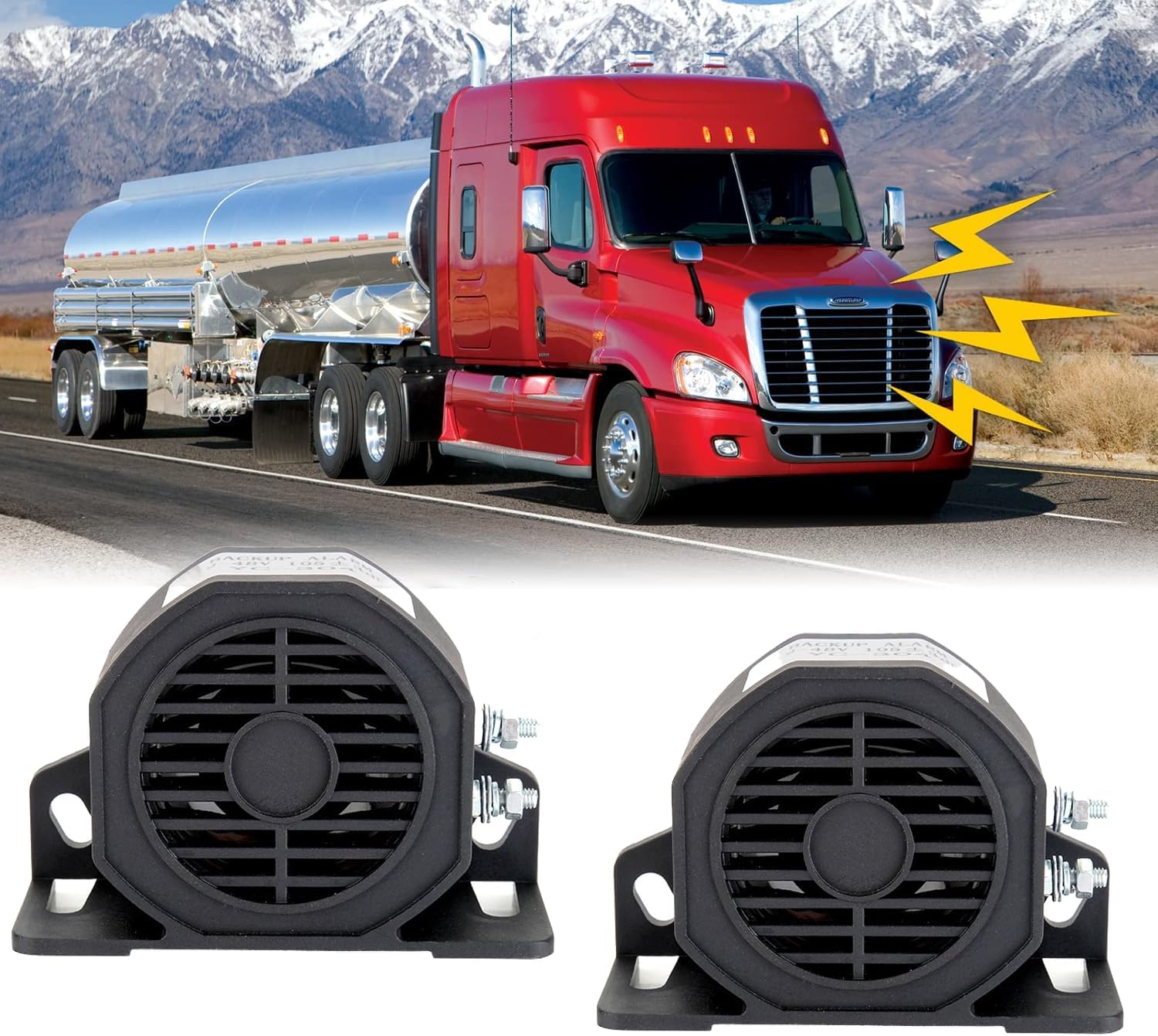 Truck Back-up Alarm, 2Pcs of Waterproof Industrial Heavy-Duty 110dB 12V/24V Backup Beepers: Reliable Car Reverse Horns for Enhanced Safety