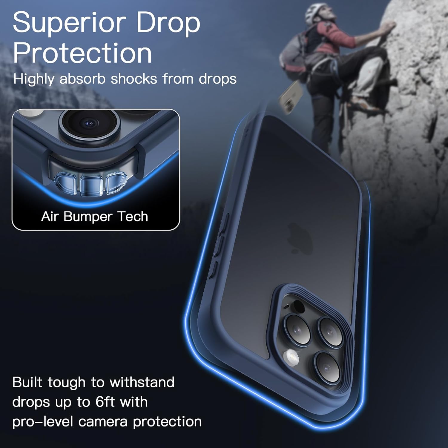 Size iPhone 16 Pro Max 6-9 inch JETech Matte Case for iPhone 16 Pro Max 6.9-Inch, Shockproof Military Grade Drop Protection, Frosted Translucent Back Phone Cover, Anti-Fingerprint