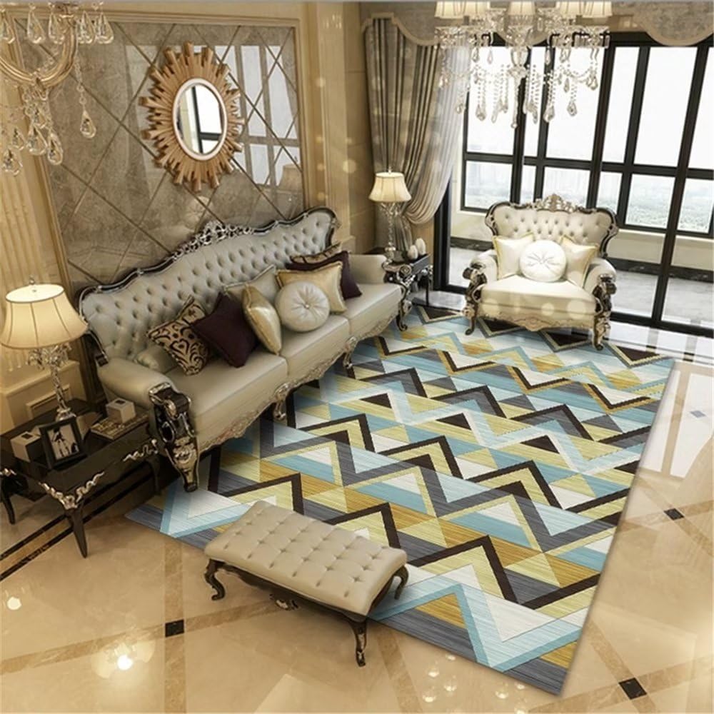 Tapis salle a manger 80x160cm grand tapis enfant bleu décoration maison moderne