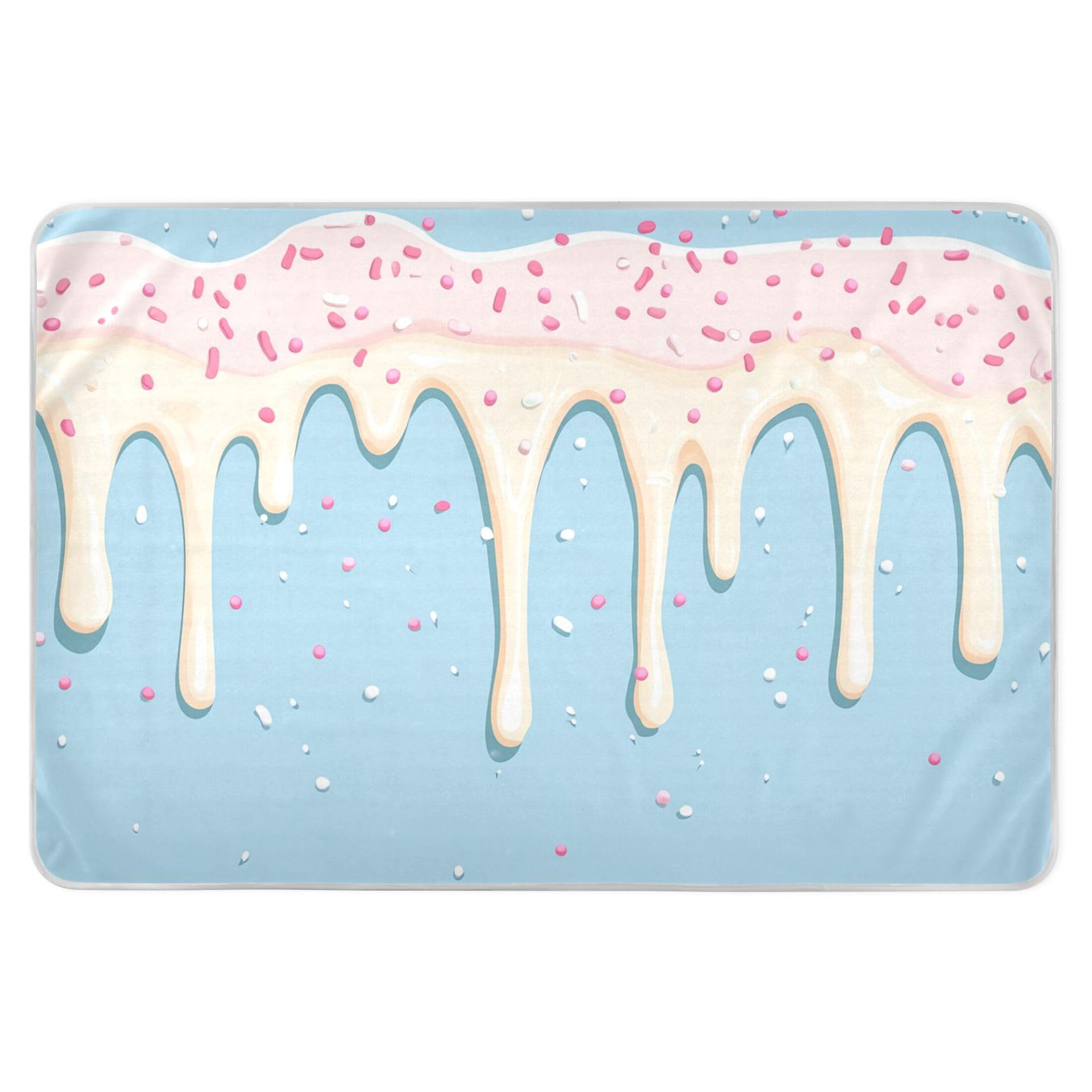 Takiito Pastel Pink Cream Flowing on Blue Bed Pad Reusable Bed Underpad Washable Waterproof Leak-Proof Quick Dry Incontinence Pee Pad for Toddlers Kids Adults Pets 34x52 in