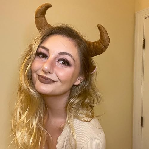 Miniatura 121 de HODRME - Diadema de orejas y cuernos de animales de felpa, para Halloween, Navidad, festival, fiesta temática de animales, cosplay, o disfraz