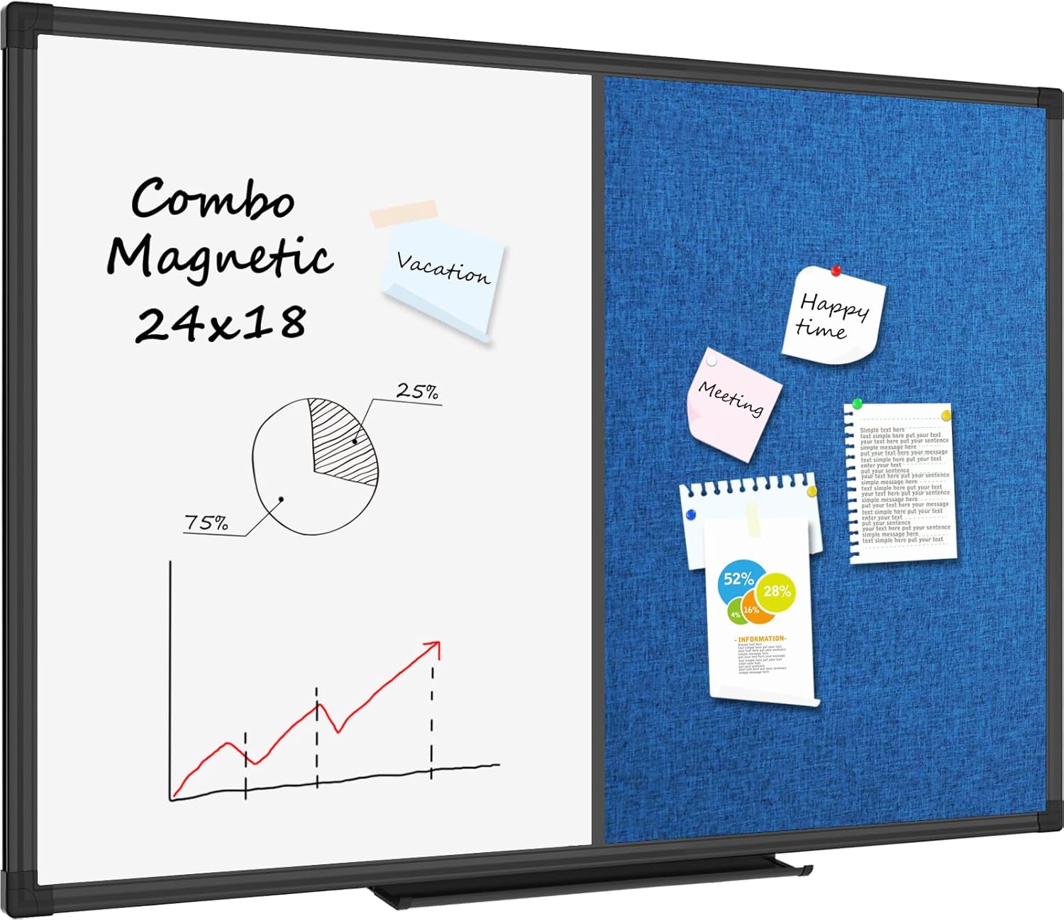 Lockways Dry Erase Board and Linen Cork Bulletin Board Combination, 36 x