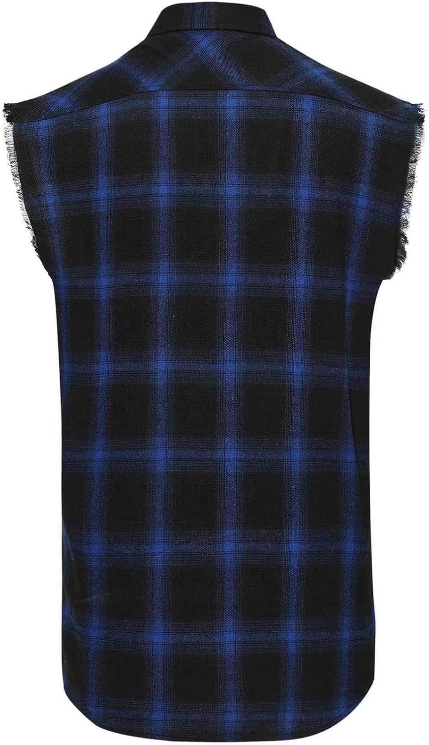 Plaid Tank Tops for Men Lapel Button Down Sleeveless Shirts Summer Checked Undershirts Sports Tops with Pocket