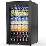 Velivi Wine and Beverage Refrigerator Black, 24 Inch Beverage Cooler Under Counter Dual Zone with Glass Door&Lock, 18 Bottles and 68 Cans Large Capacity for Beer Soda Drink, Built-In or Freestanding