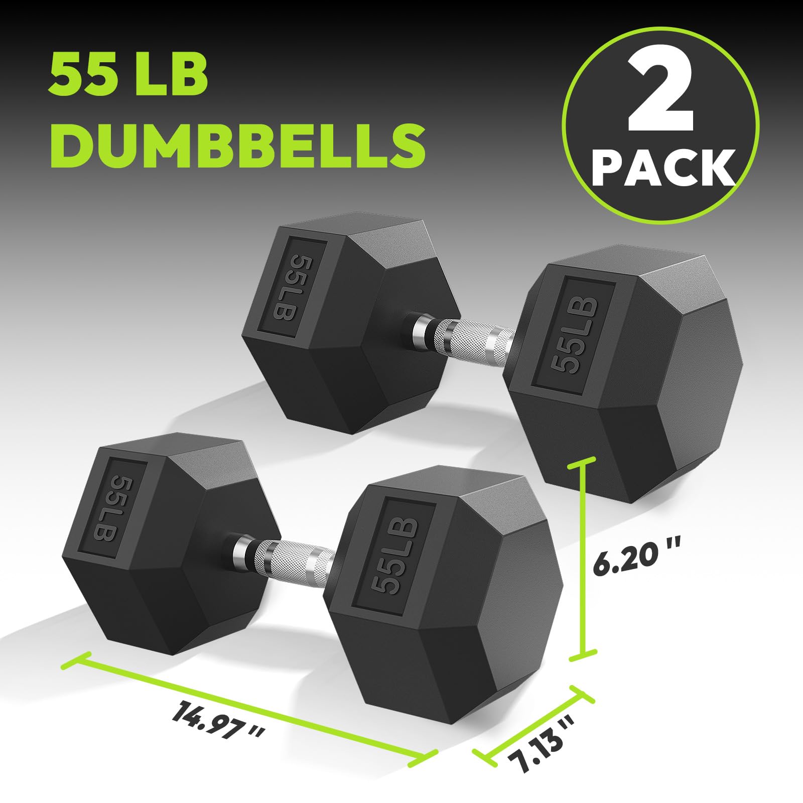 Hex Dumbbell 30-570 lb Dumbbell set | Rubber Encased Exercise & Fitness Dumbbells, Hand Weight for Strength Training