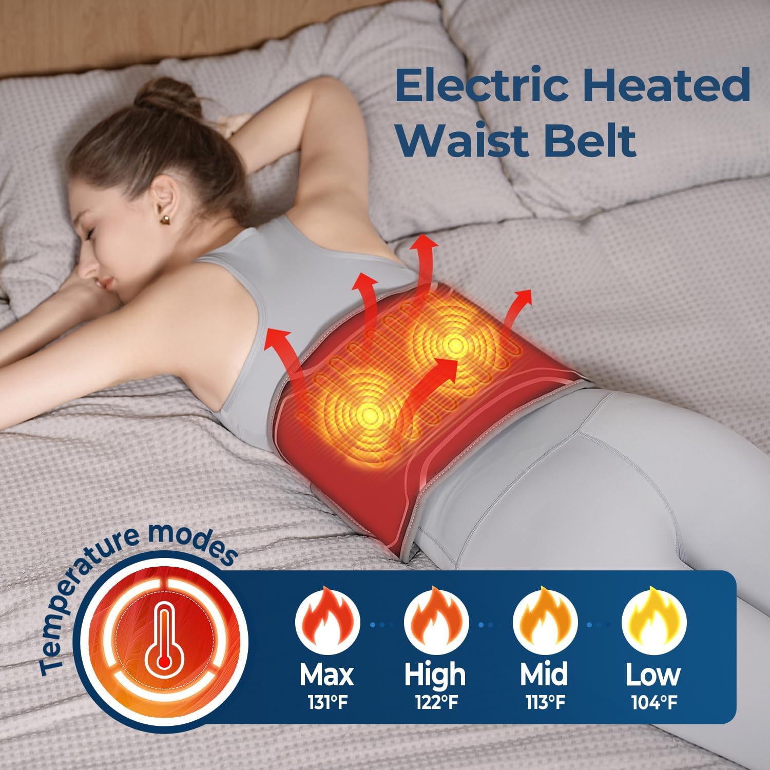 Heating Pad for Back with Auto-Inflatable Massager, 58’’ Cordless Lower Back Massager with 3 Vibration and 4 Heat, Portable Heated Pads for Back Pain Relief, Gifts for Women Men Family