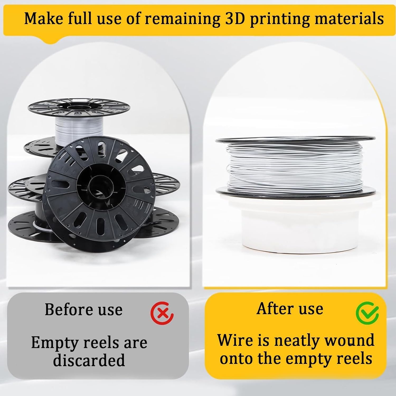 3D Printer Filament Winder Hand Cranked, Hand-Cranked 3D Filament Respooler, Fits 1Kg Spools & Neat Winding Uniform Without Tangling, Removable Modular Design for Printing Enthusiasts,Orange