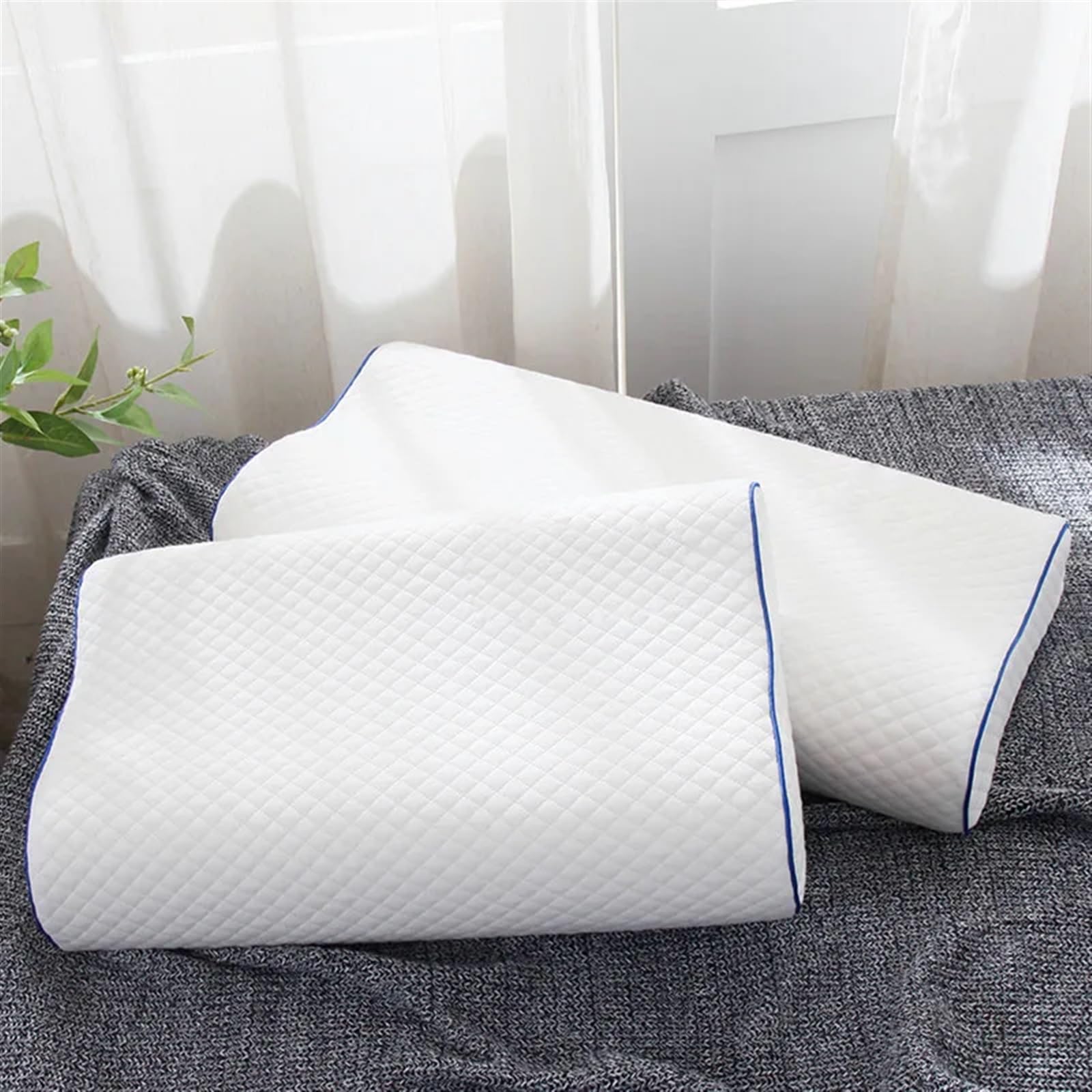 Almohada De Espuma Con Memoria Ropa de cama de espuma viscoelástica, almohada con protección for el cuello, almohada con forma de mariposa de espuma viscoelástica de rebote lento, tamaño for la salud
