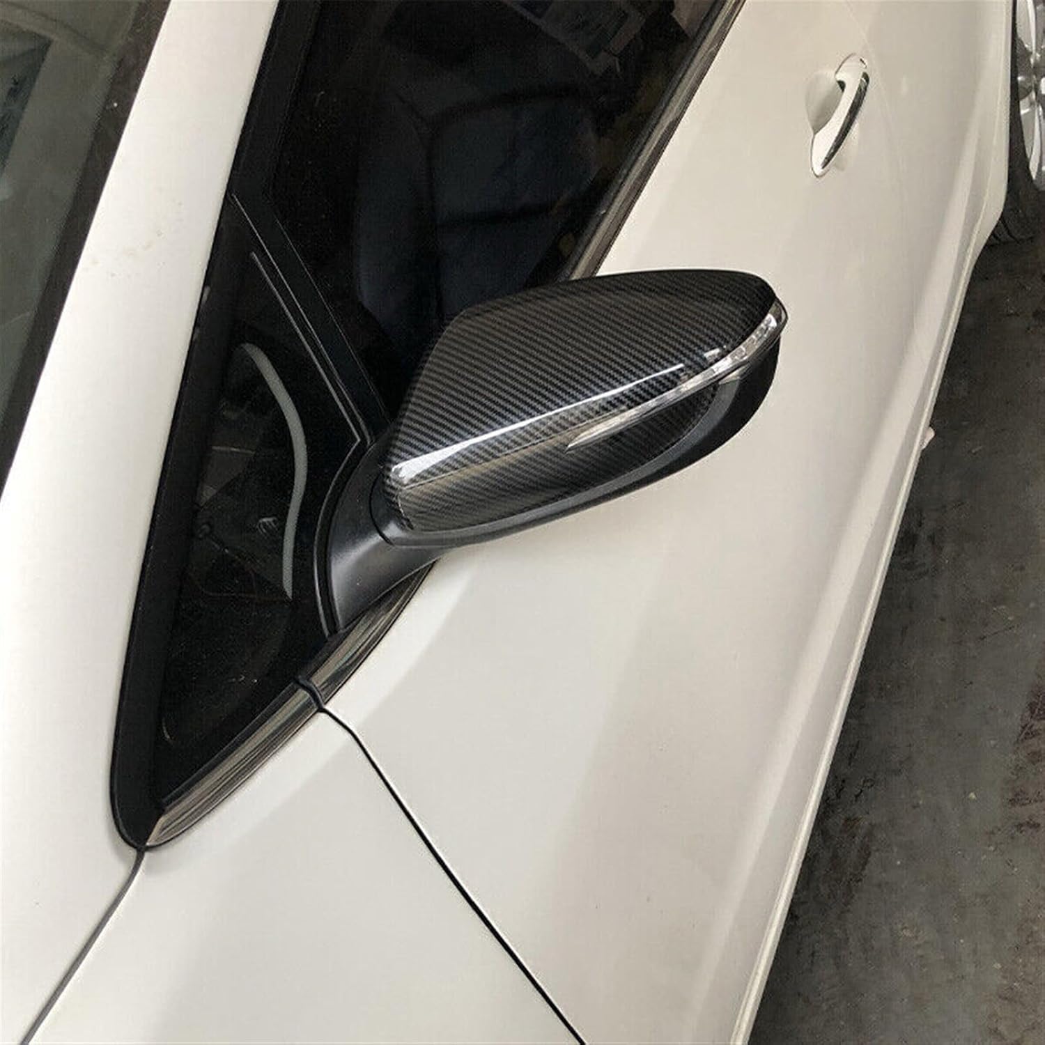 Compatible For KIA K3 Forte 2013-2018 Car Replacement Rearview Side Mirror Cover Wing Cap Exterior Door Case Trim Housing Carbon Fiber Look (Color : With Light Black)