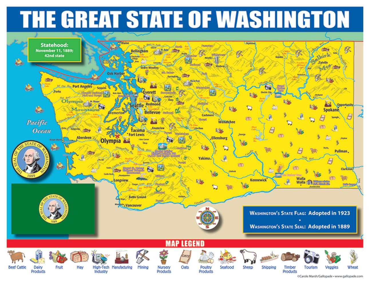 Gallopade Publishing Group Washington State Map for Students - Pack of 30 (9780635106742)