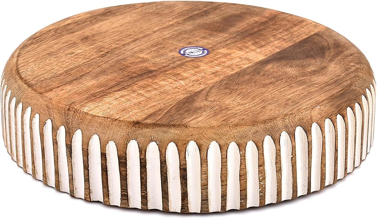 Kaizen Casa Mango Wood Salad Bowl – Large Handcrafted Round Serving Bowl for Salads, Fruits, Vegetables, Cereal & Snacks (12" X 12" X 2.5")