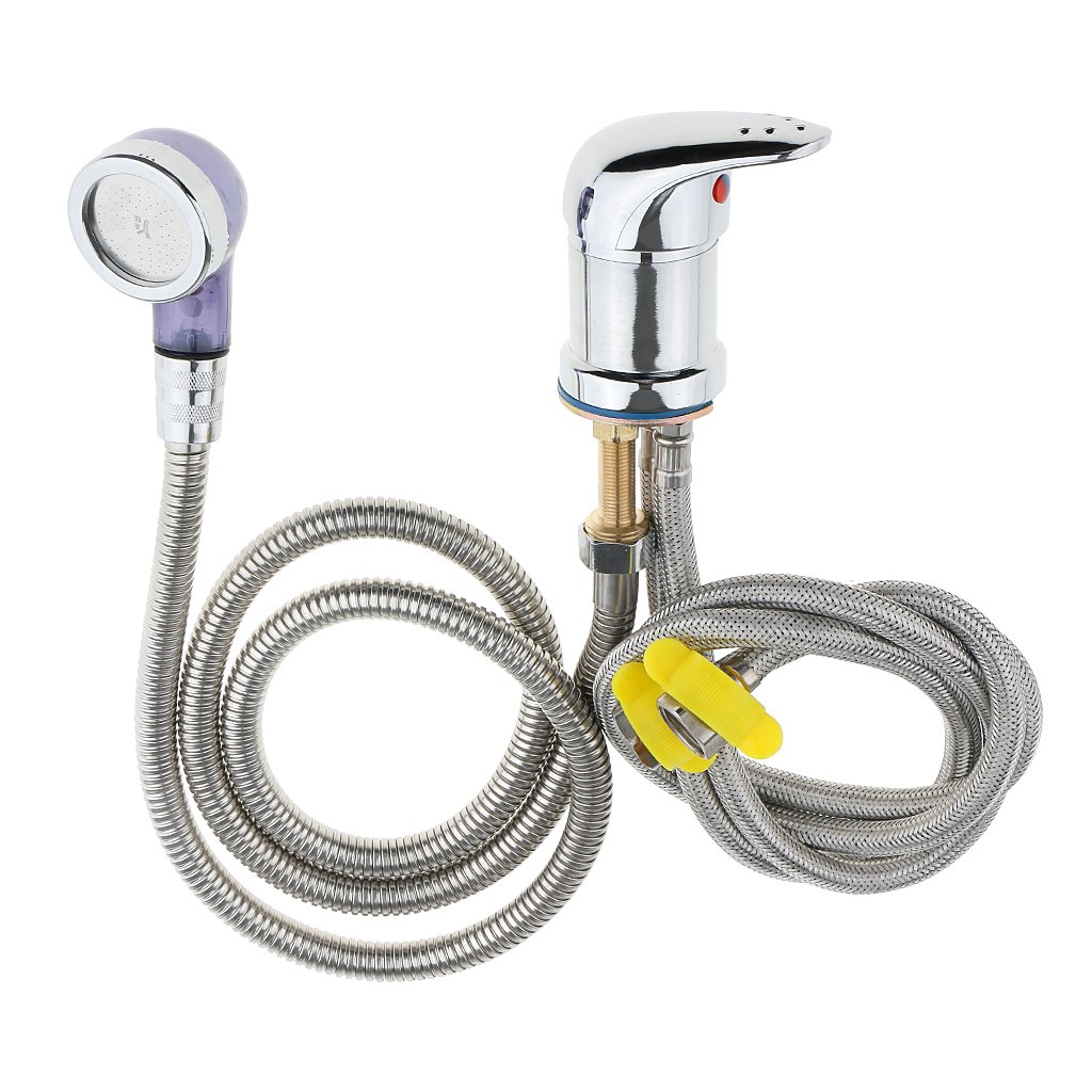 Gazechimp Waschbeckenarmatur Wasserhahn + Handbrause Waschbecken Armatur für Badezimmer Spa Haarstyling Friseur Salon, Schlauch Länge Auswählbar - 80cm