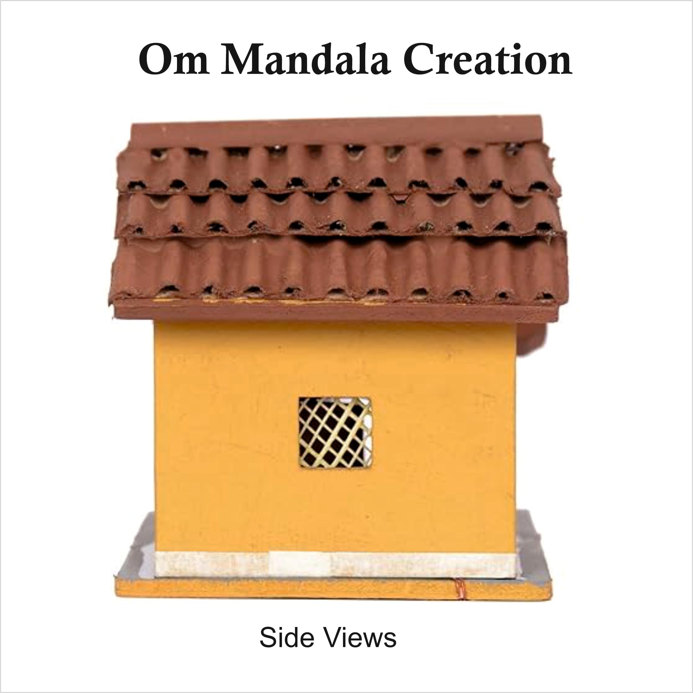 OM Mandala Creation Miniature Village Hut Model, Handcrafted Diorama with Tiles Roof, School Collage Project Art and Craft, Small Size 10 cm X 10 cm X 11cm - Image 7 thumbnail
