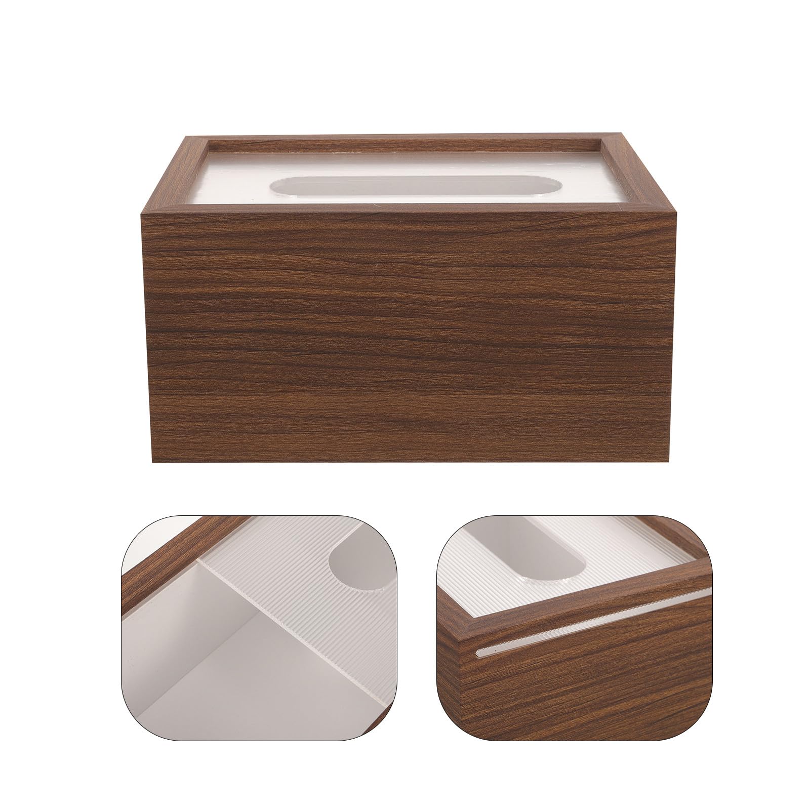 Holz Taschentuchbox Walnuss Design Serviettenspender Kompakt für Wohnzimmer Bad mit Deckel