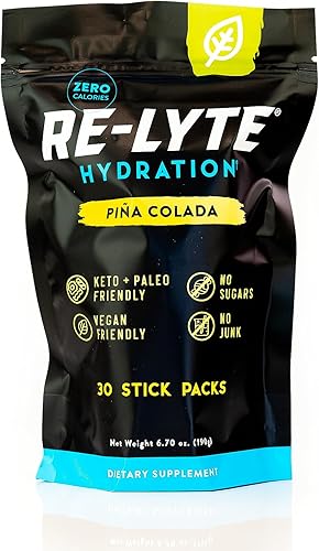 Redmond Re-Lyte Mezcla de electrolitos de hidratación, piña colada, paquete de 30 barras