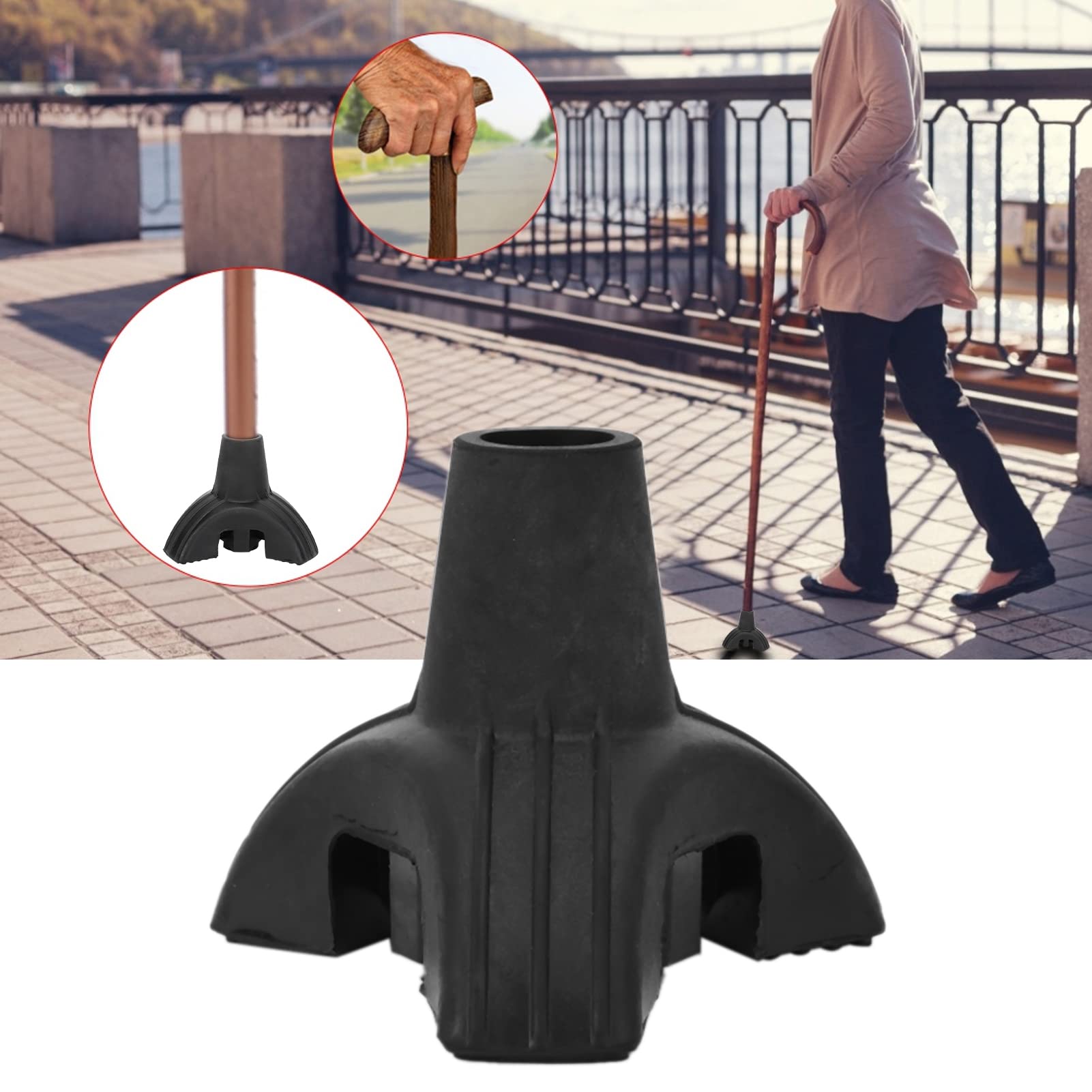 BestAlice Końcówki trzcinowe, 3/4 cala, gumowa zapasowa podkładka pod stopy, 19 mm, wytrzymałe końcówki laski do chodzenia z 3 nóżkami, miękka podstawa statywu
