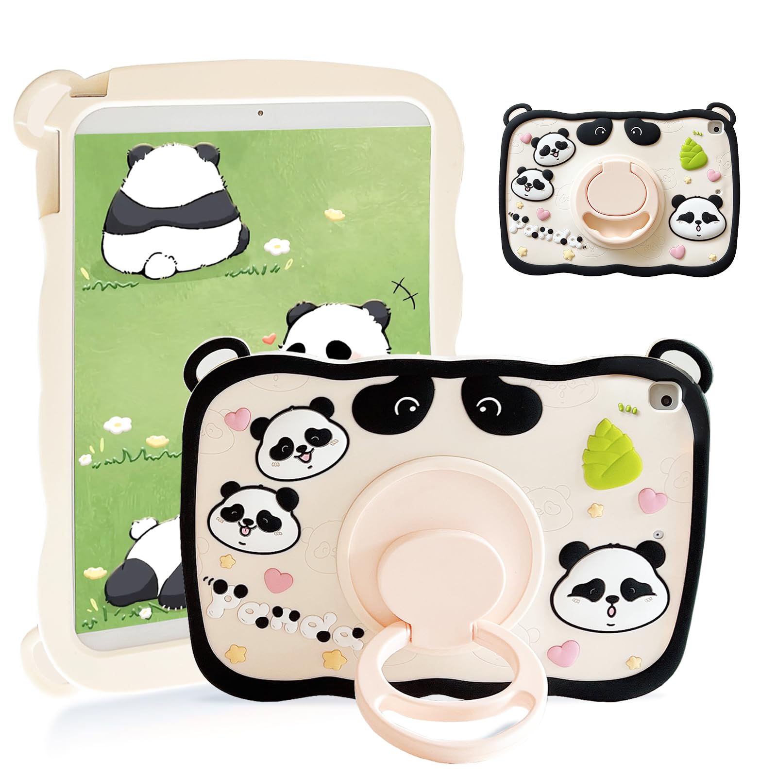 ACEMO for iPad 9th Generation Case 10.2 inch iPad 8th 7th Gen Cases with 360° Rotating Kickstand Stand, Cute Cartoon Animal Silicone Protective Kids