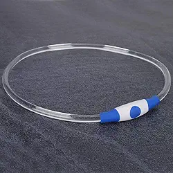 Coleira LED recarregável para cães, recarregável, com cabo de carregamento USB, iluminação luminosa de LED que brilha no escuro para grande, médio, pequeno, azul (G)