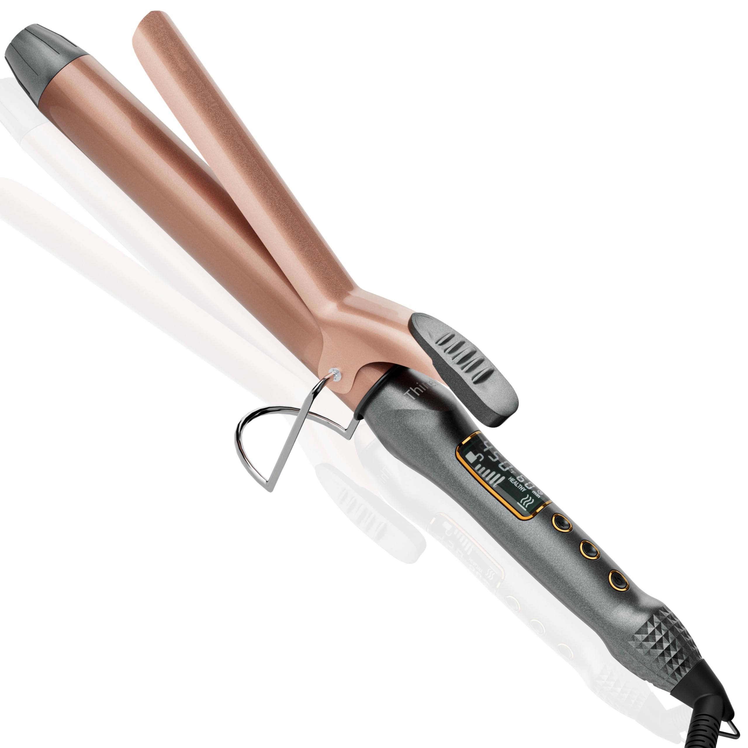 Thirtek Curling Iron 1 Inch,Ceramic Tourmalin Hair Curler with LCD Display,15 Adjustable Temps for All Hair Types,25S Fast Heat Up to 450℉ for Long-Lasting Wonder | Auto Shut-Off | Dual Voltage 1 inch Copper Brown