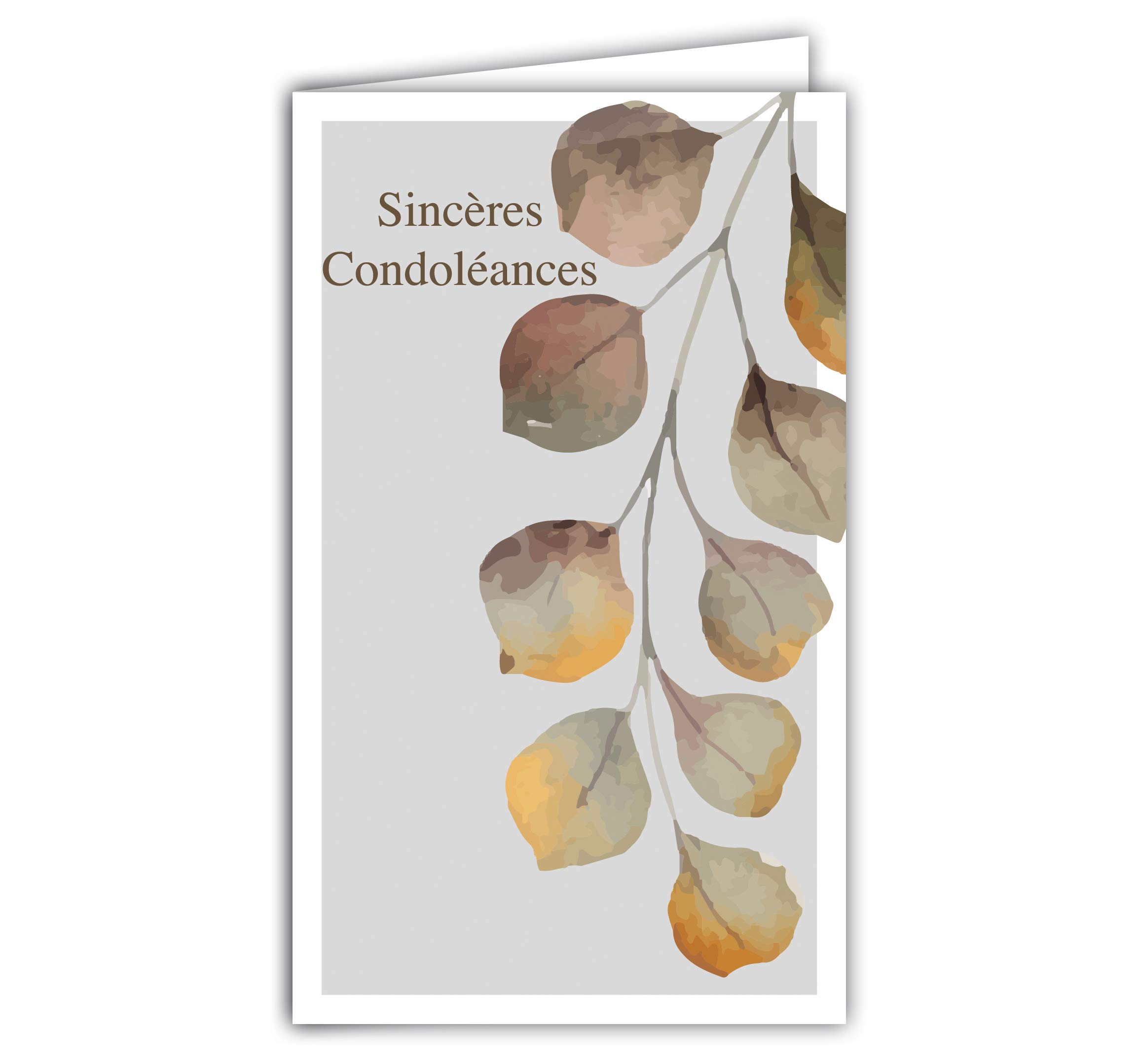 Afie 24-1029 Sincères Condolances Card Closed Format 95 x 160 mm with White Envelope – Tree Leaves Round Autumn Colours