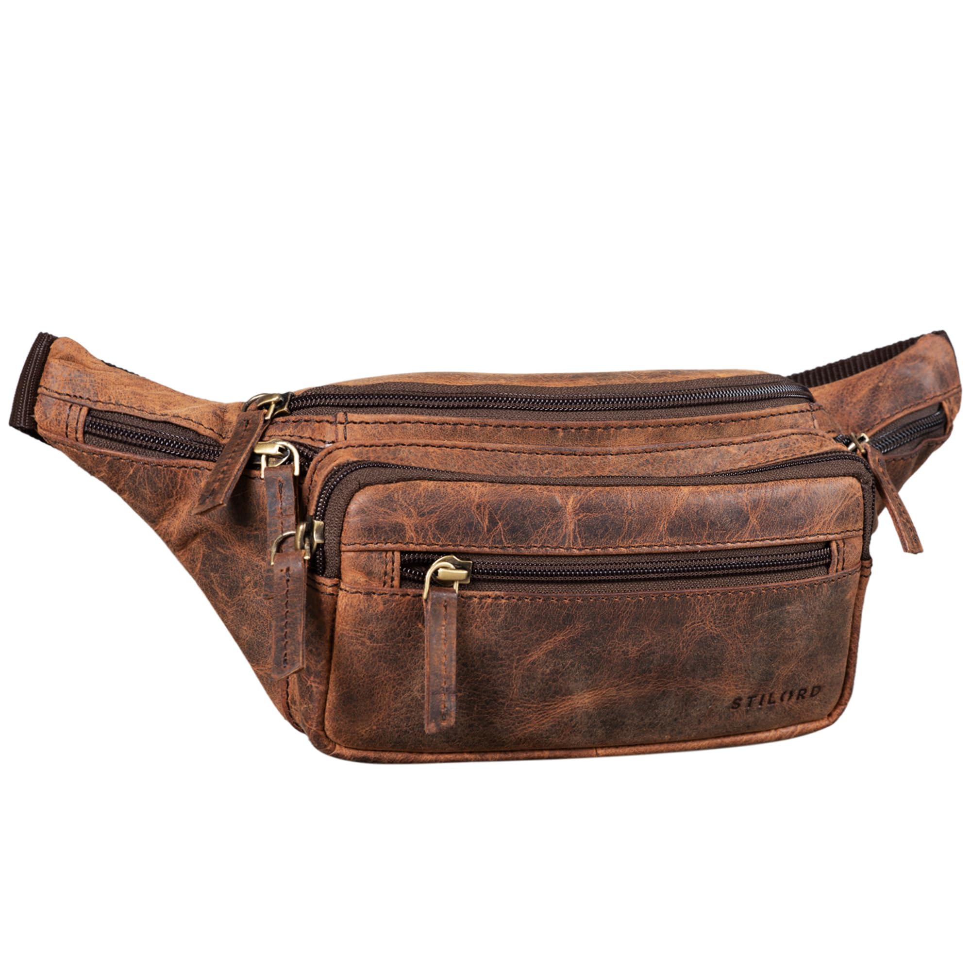 STILORD Zion Riñonera Vintage Cuero Genuino | Bolso de Cintura o Bandolera para Hombres y Mujeres | Ideal para Móviles de 7 Pulgadas | Viajes y Festivales Color:Sepia - marrón