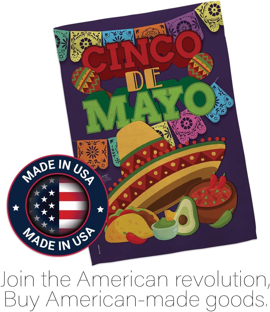 Breeze Decor Cinco de Mayo Garden House Summer Mexican Fiesta Party Cactus PinataOutdoor Summertime Sunny Decoration Banner Small Yard Gift Double-Sided, Thick Fabric, Large & Small Flags Set