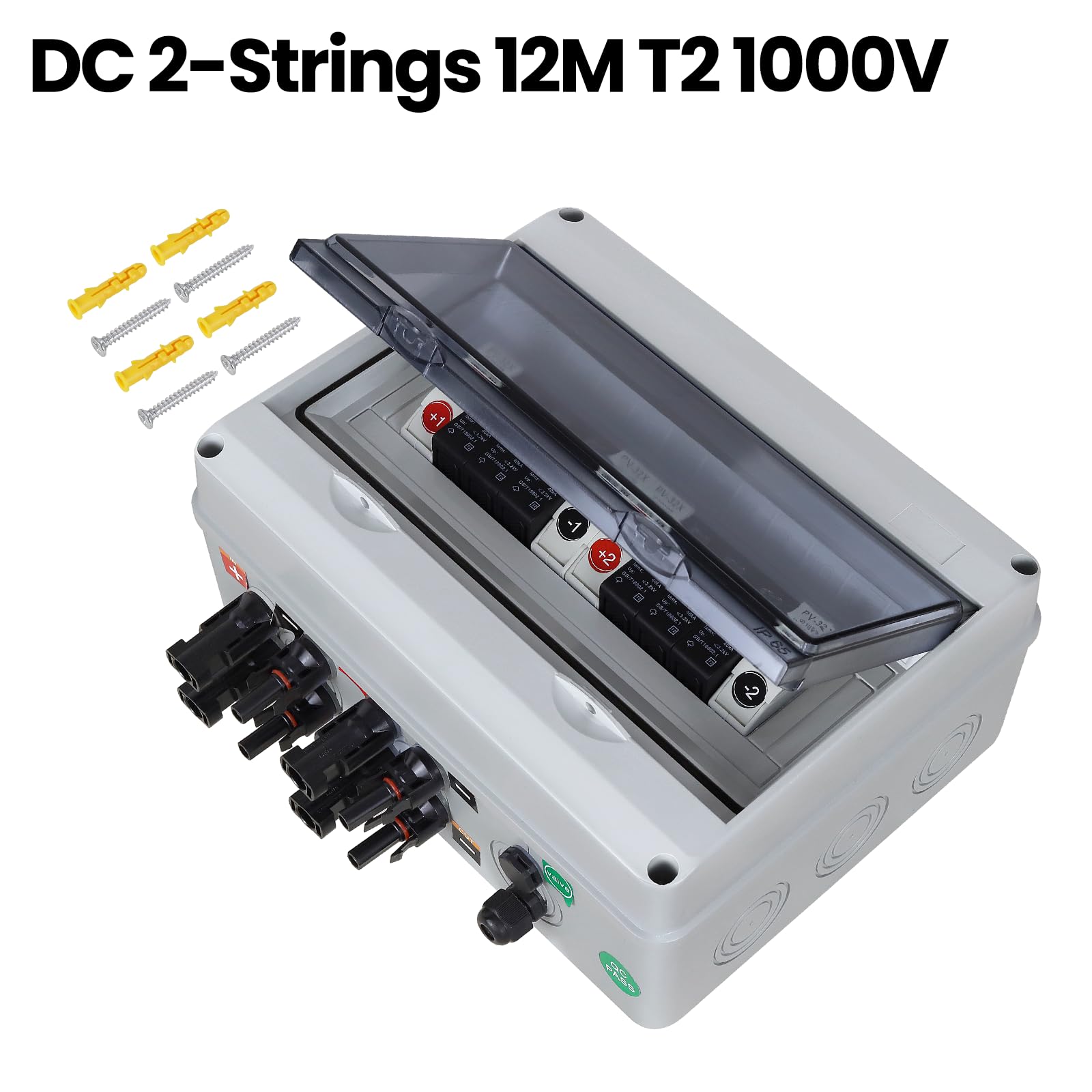 WERCHTAY Überspannungsschutz PV 1000V DC Trennschalter PV Anlage 32A Solar Anschlusskasten Solar System AC DC 1-strings 2-strings (12M)