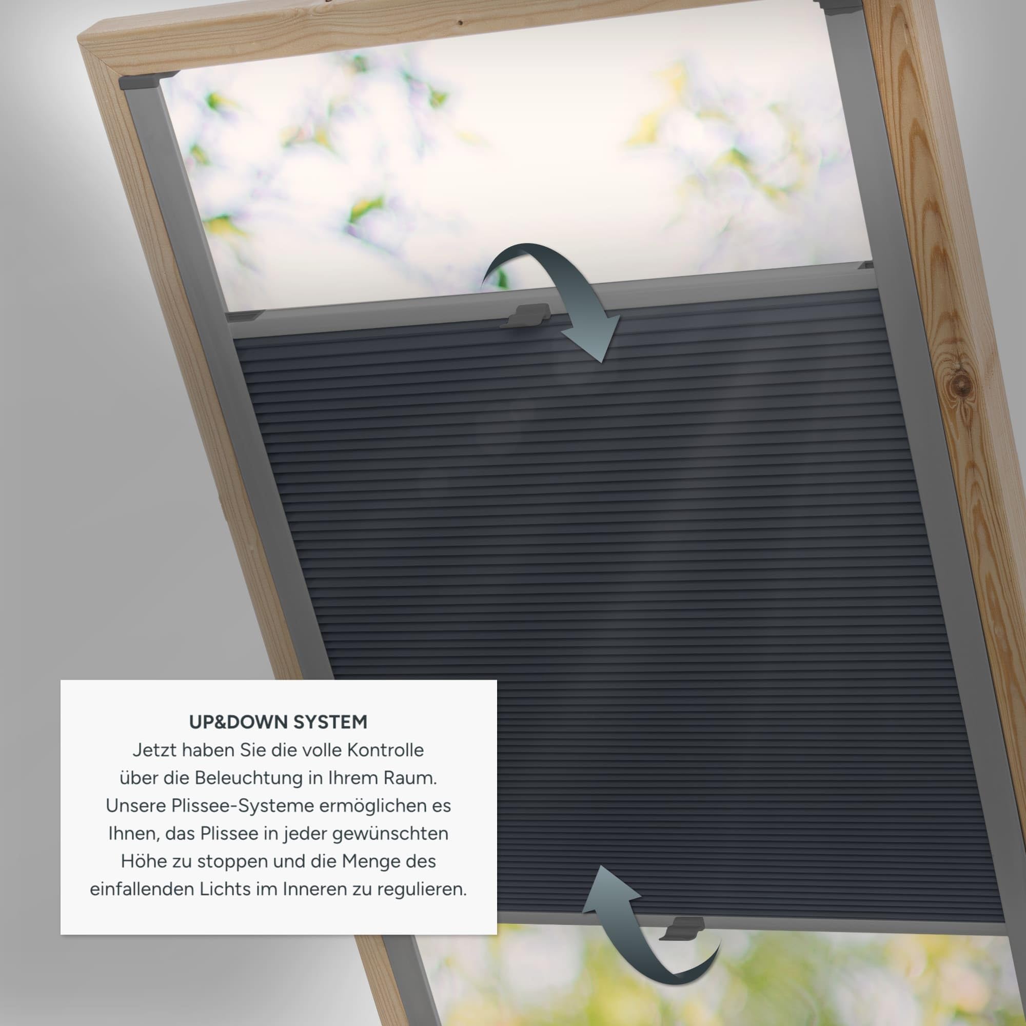 Estika Store plissé en nid d'abeille avec perçage pour fenêtres Velux - M04 - Tissu: Gris-Blanc, Profil: Argent - Store plissé intérieur occultant, pour fenêtre de Toit, Protection Thermique