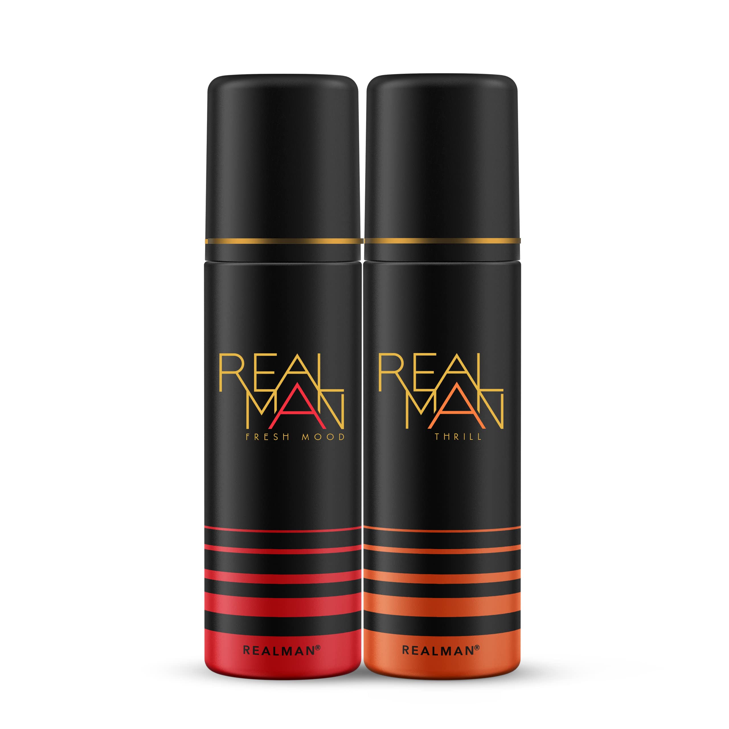FOGG Men Realman Thrill & Fresh Mood Aerosol Deodorant, Strong Body Spray, Long Lasting Fragrance, 200Ml Each (Pack Of 2)