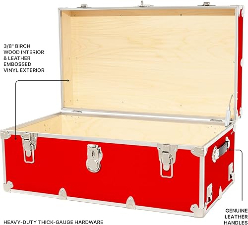 Miniatura 45 de Rhino Trunk & Case Baúl grande de vinilo en relieve de cuero, reposapiés de campamento de verano, baúl de almacenamiento para dormitorio