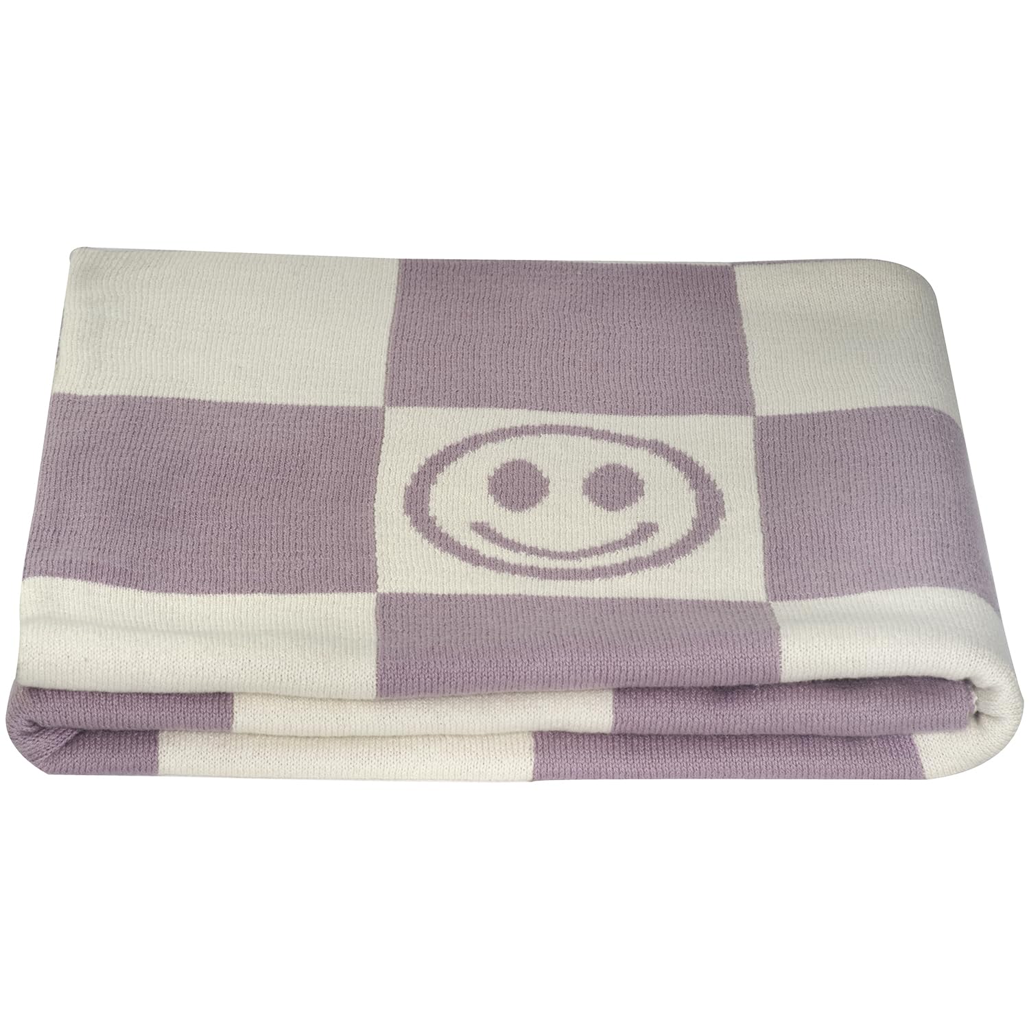 Kindsgut Smiley Baby Blanket, Soft Baby Blanket, Cotton, 80 cm x 100 cm, Cuddle Blanket for Baby/Children, Eco-Friendly/Harmless Substances, Lilac